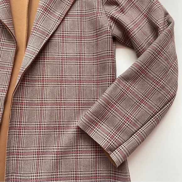 Papaya Plaid Open Front Tan Neutral Coat for Fall Size Medium - Picture 8 of 14